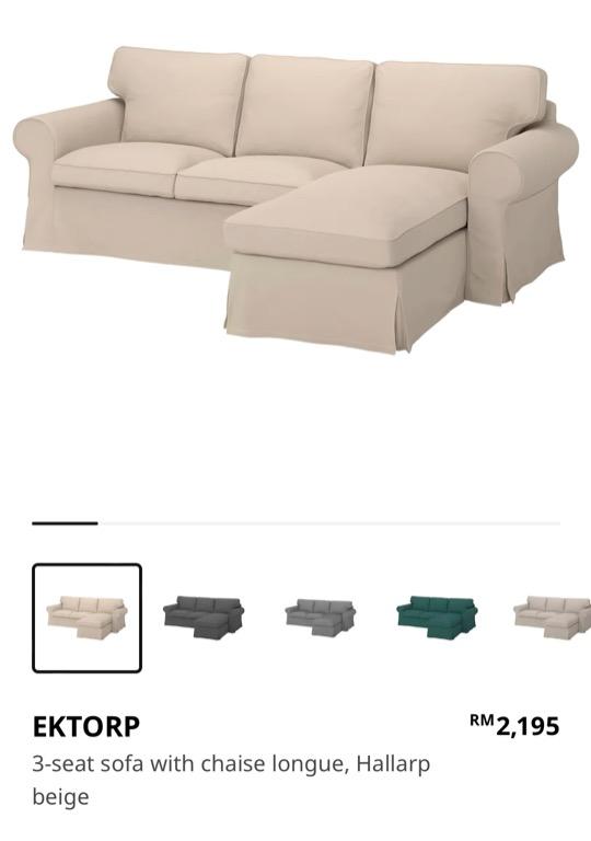 IKEA EKTORP, corner sofa, Beige sofa, chaise lounge IKEA,, Furniture & Home  Living, Furniture, Sofas on Carousell