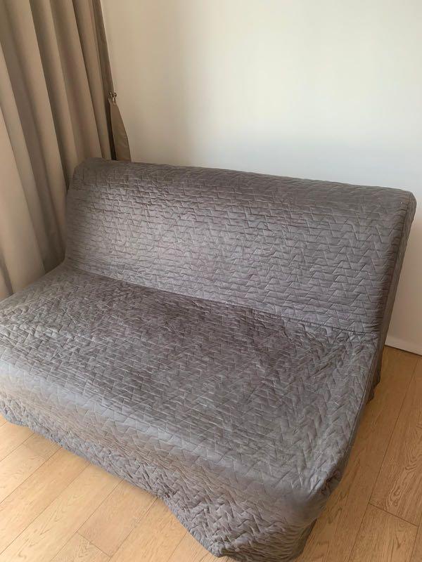 IKEA Lycksele Two Seater Sofa Bed with Grey Cover, Furniture & Home