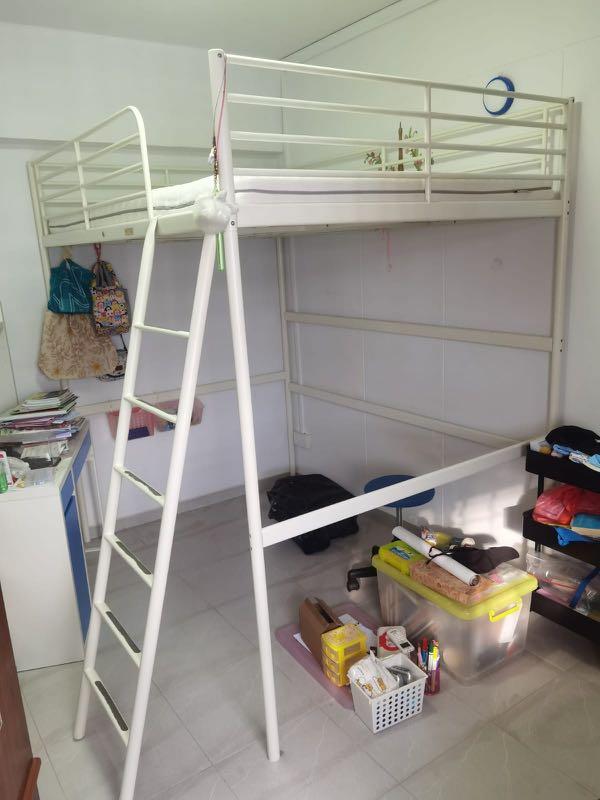 Ikea tromso white Loft bunk Bed with mattress, Furniture & Home Living