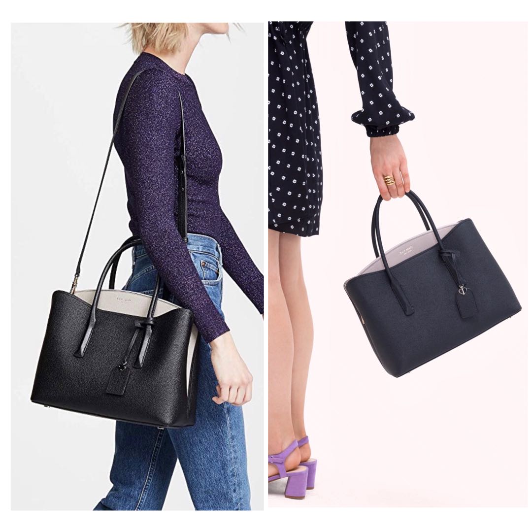 INSTOCK Kate Spade Margaux Large Satchel Handbag Slingbag Crossbody Black /  Warm Taupe Grey, Women's Fashion, Bags & Wallets, Tote Bags on Carousell