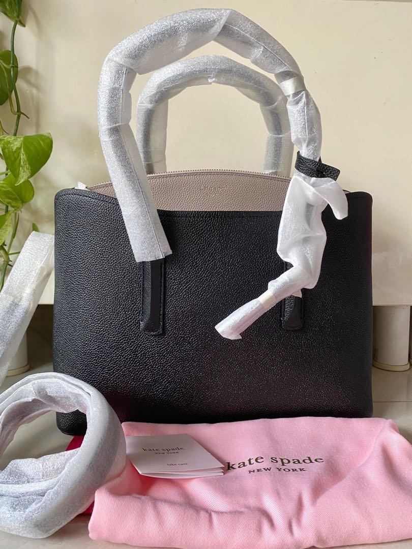 INSTOCK Kate Spade Margaux Large Satchel Handbag Slingbag Crossbody Black Warm Taupe Grey
