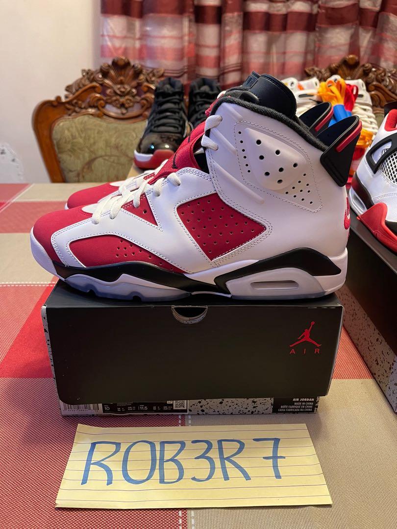 Jordan 6 Carmine, Men's Fashion 