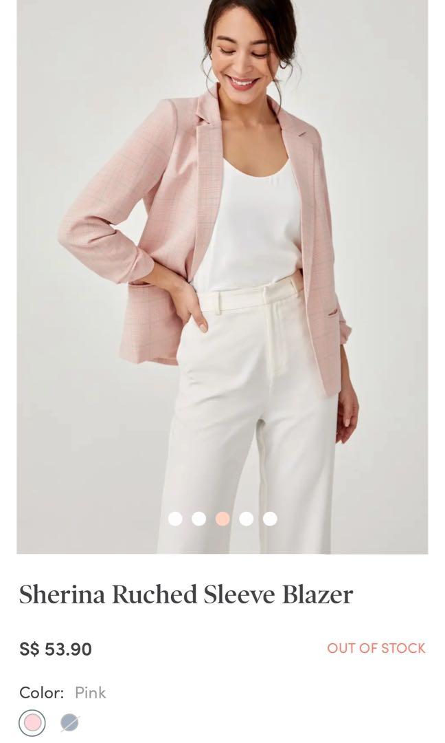 Love Bonito Sherina Blazer Pink, Fesyen Wanita, Pakaian Wanita, Baju Luaran  di Carousell