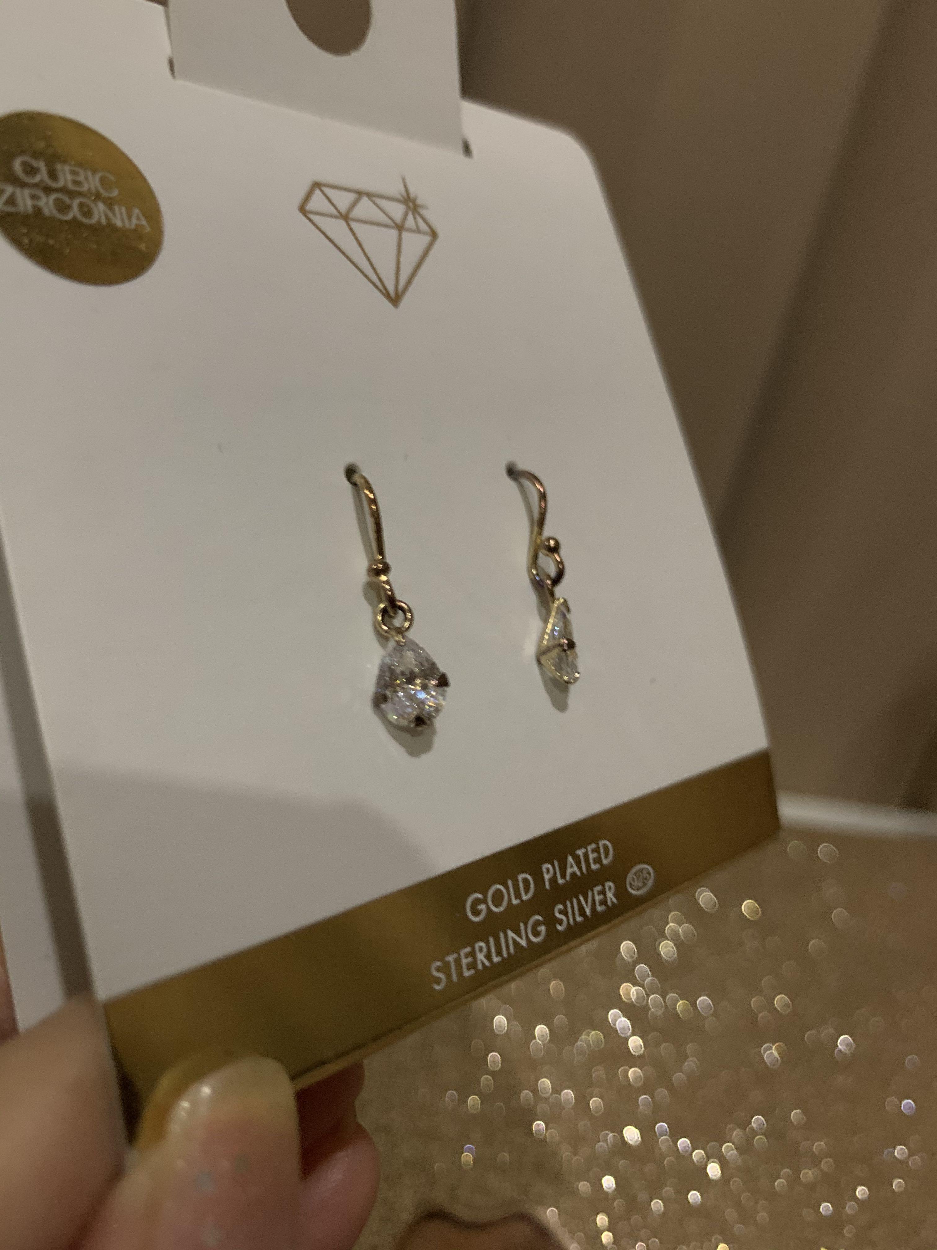 Lovisa Earrings gold pleated sterling silver cubic zirconia