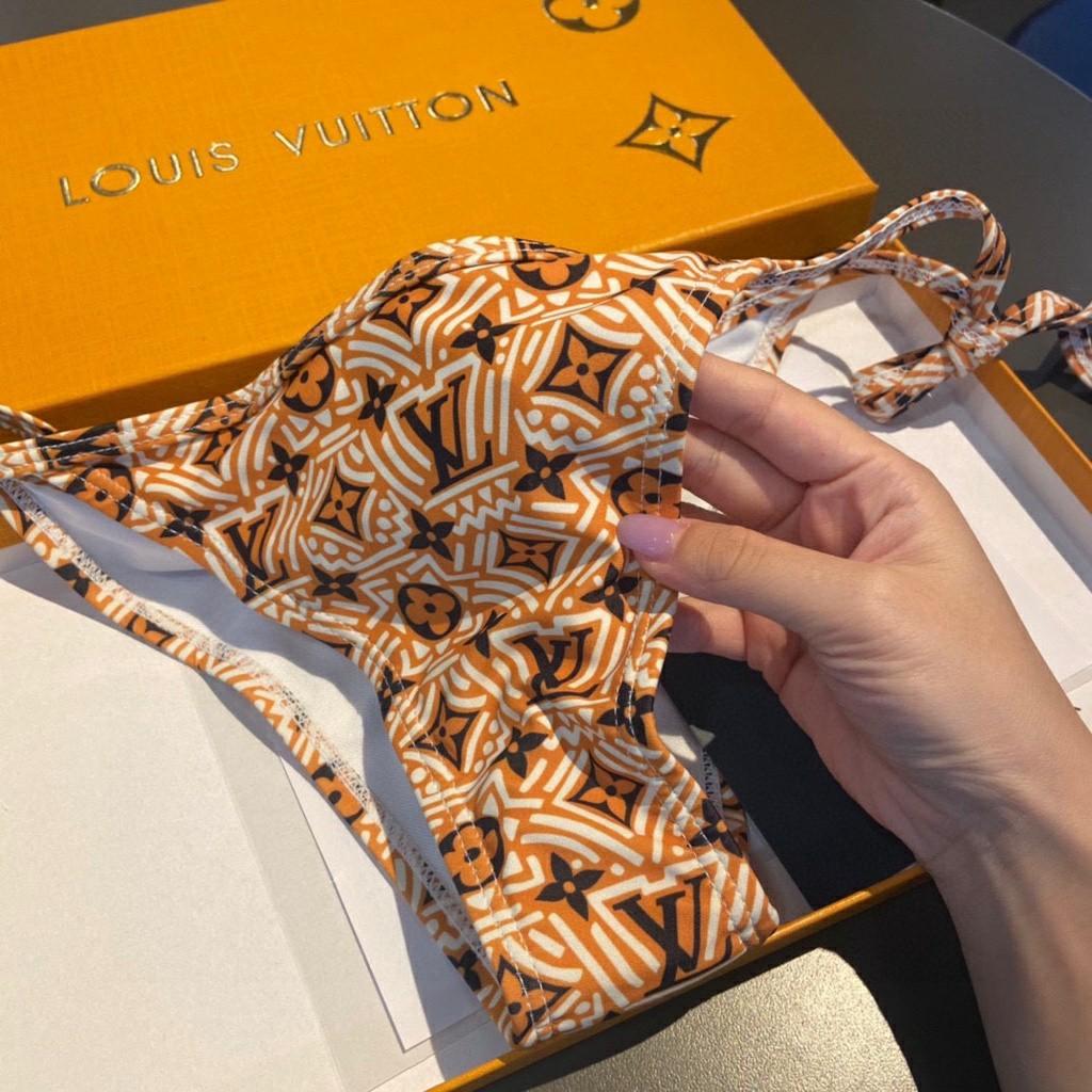 LV Orange Bohemian Bikini Swimsuit Set DUPE, Women's Fashion