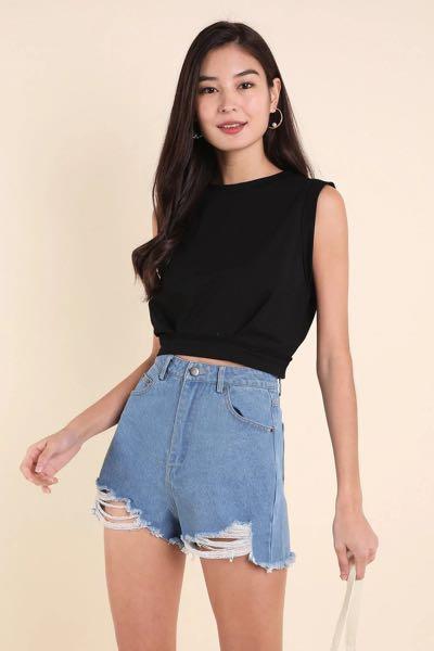 MADEBYNM BASIC KYLEA FRAYED DENIM 