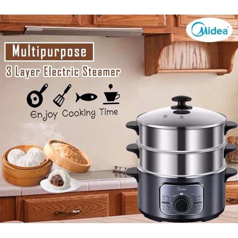 Midea Electric Steamer 3-layer High Capacity Multi-function Appointment  Timing Stainless Steel Steam Cooker Food Steamer Pot