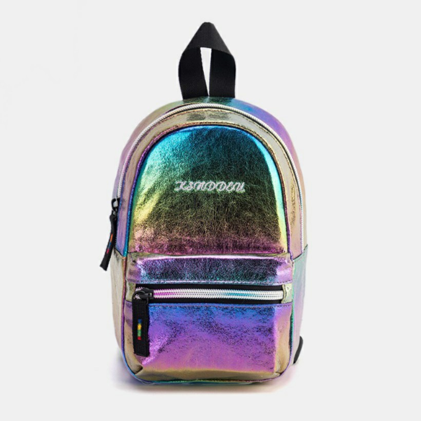mini rainbow patent backpack
