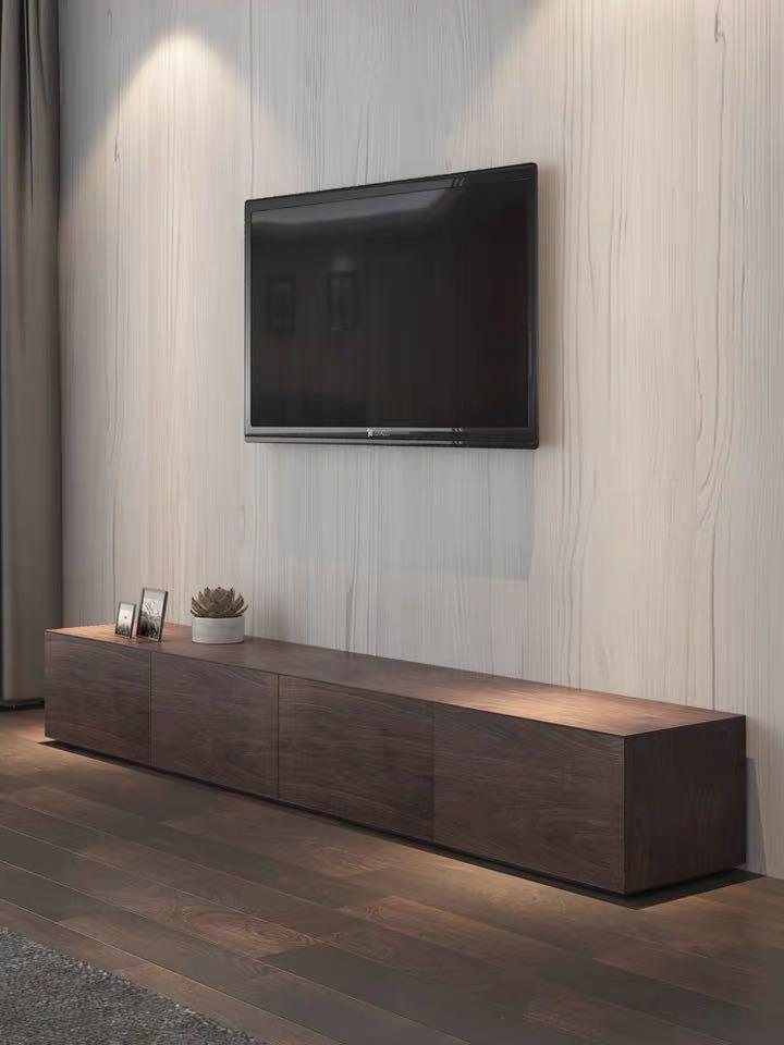 White and top walnut media console