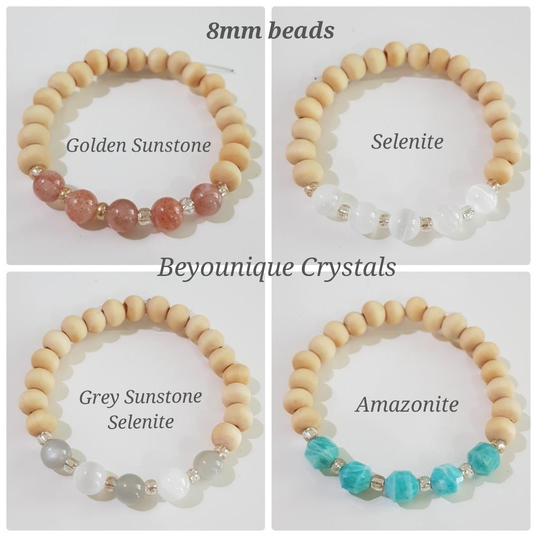 Natural wood bead crystal bracelet essential oil diffuser bracelet
