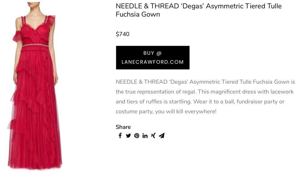 NEEDLE THREAD Degas Ruffle Gown brand new never worn designer