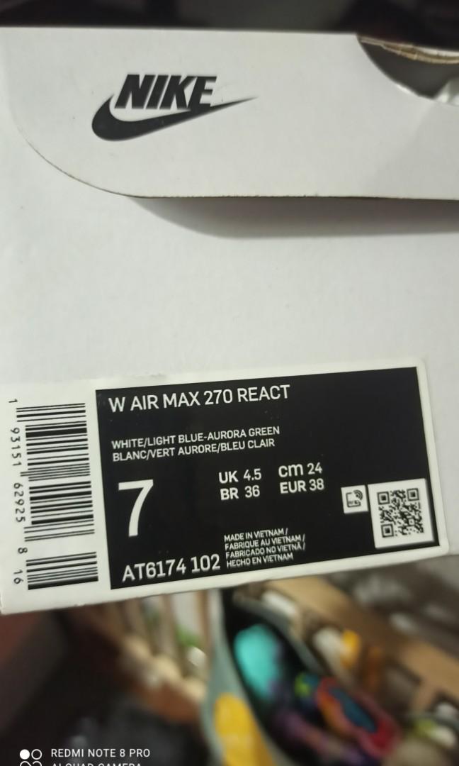 Nike Women's Air Max 270 React White/Light Blue - AT6174-102