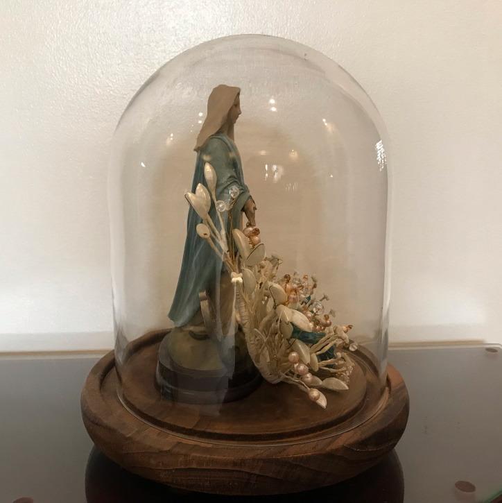 Our Lady of the Miraculous Medal Statue with Shell Flowers in Glass ...