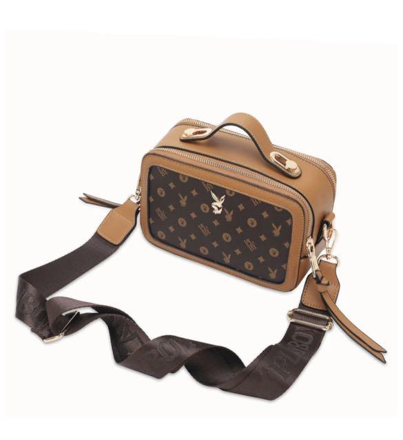 Playboy Bunny sling shoulder crossbody bag brown monogram Women s Fashion Bags Wallets Cross body Bags on Carousell