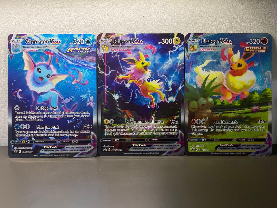 Pokemon TCG promo Vaporeon Jolteon Flareon Jumbo card premium collection  box, Hobbies & Toys, Toys & Games on Carousell