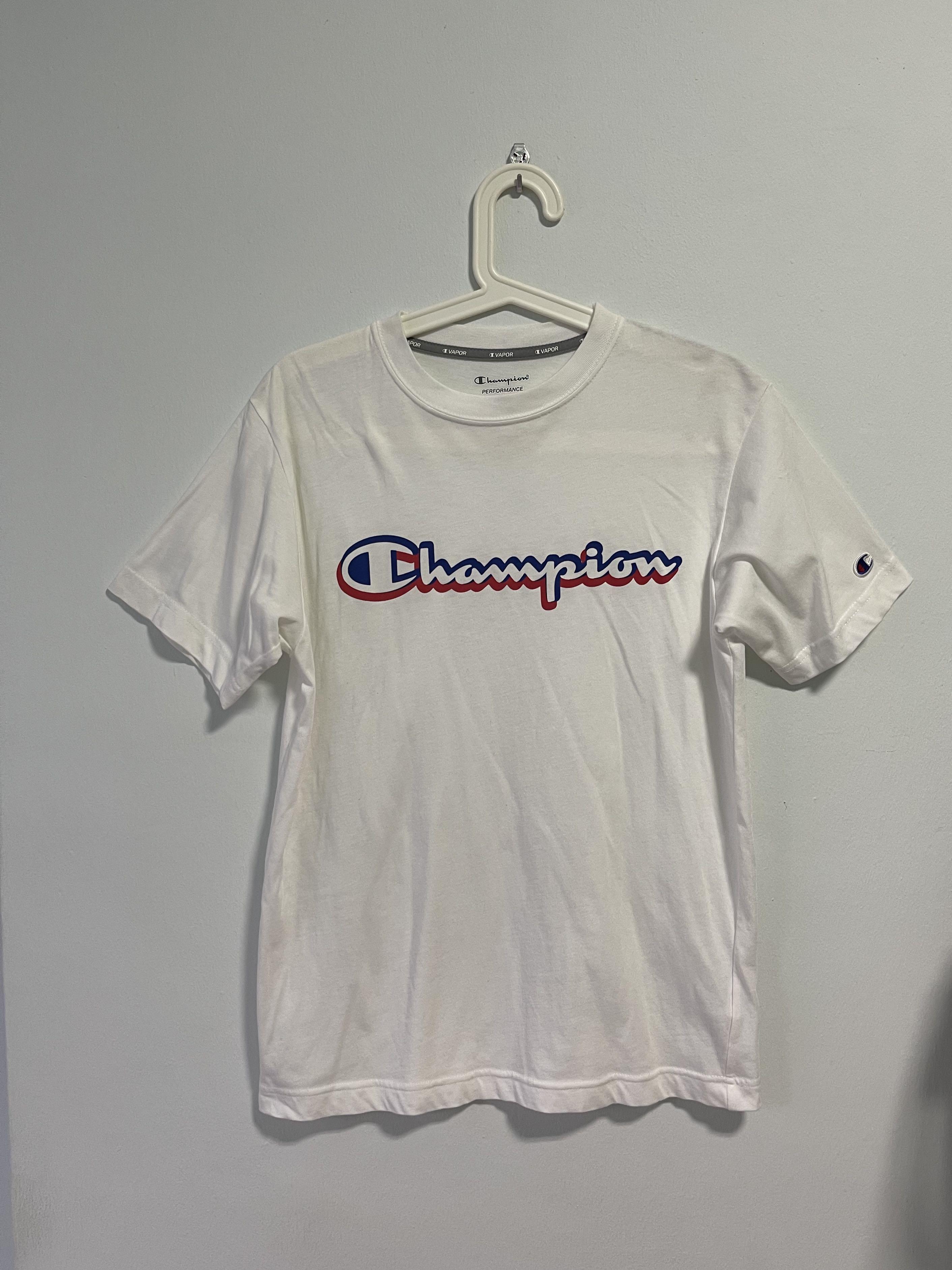 rare authentic white champion outlined shirt vapor performance Men s Fashion Tops Sets Tshirts Polo Shirts on Carousell