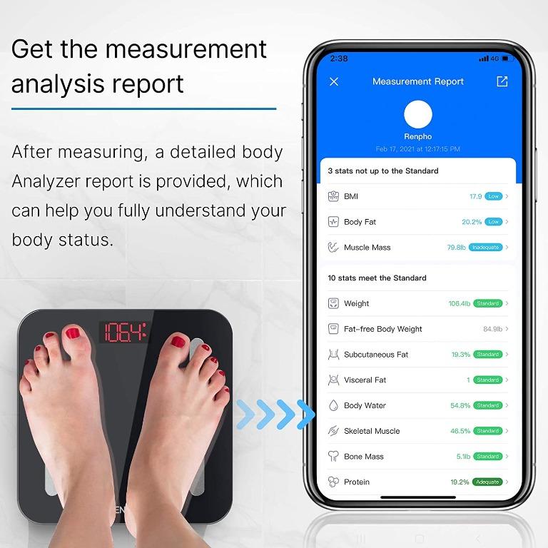 RENPHO Scale for Body Weight and Fat Percentage, Highly Accurate Digital Bathroom Scale, with Lighted LED Display, Round Corner, Black