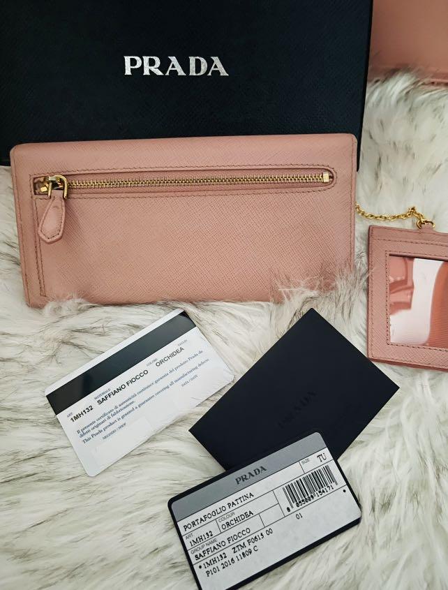 prada wallet on chain authentic pink