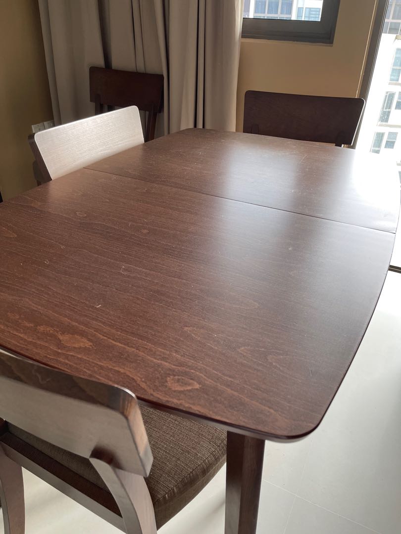 Seldomly used Dining Table With 4 Chairs, Furniture & Home Living