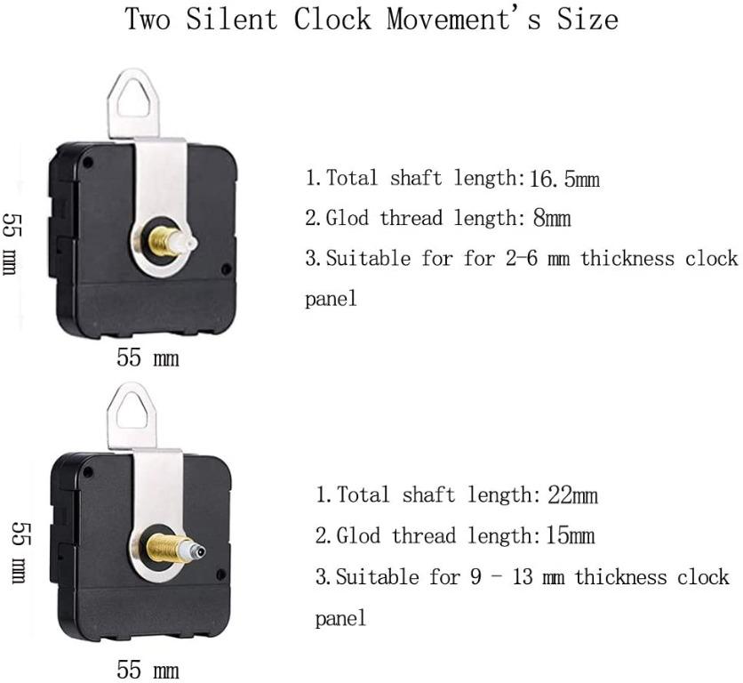 "Silent Quartz Clock Movement, Long and Short Shaft Clock Mechanism ...