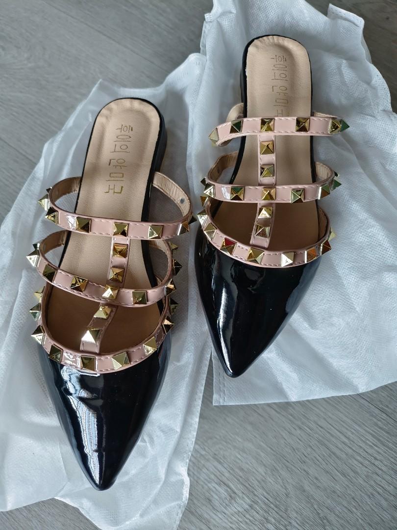 Gold sale studded mules