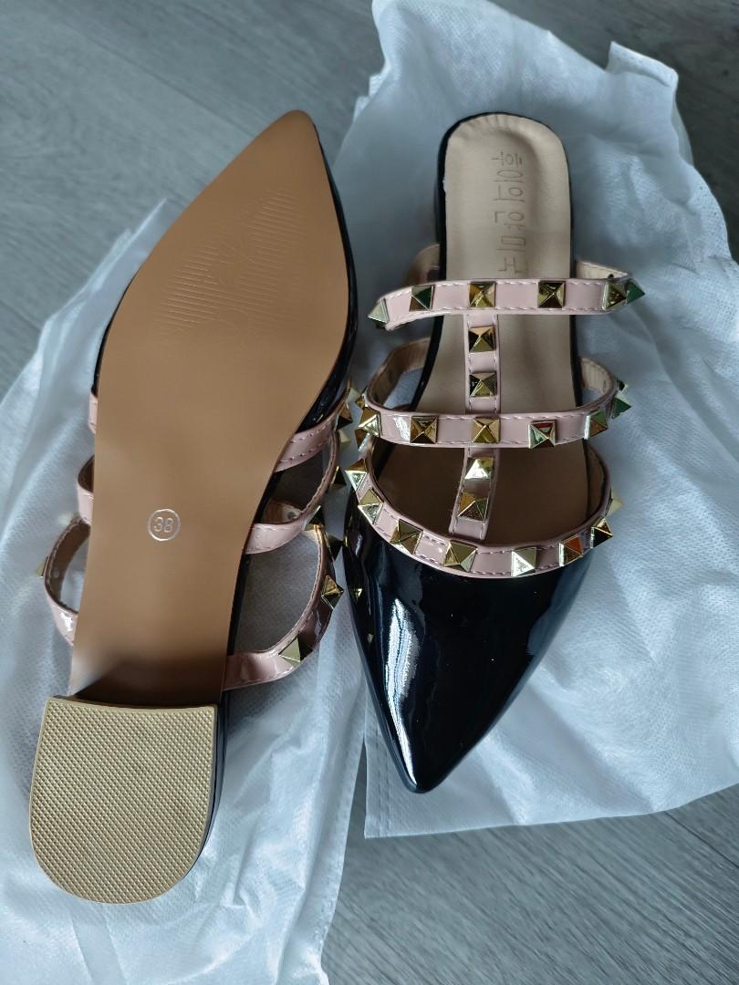 Gold shop studded mules