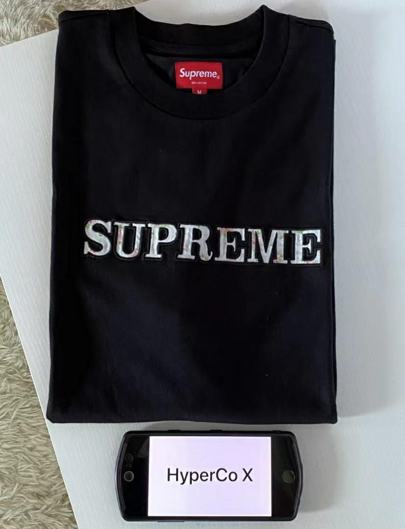 Supreme floral logo tee black store