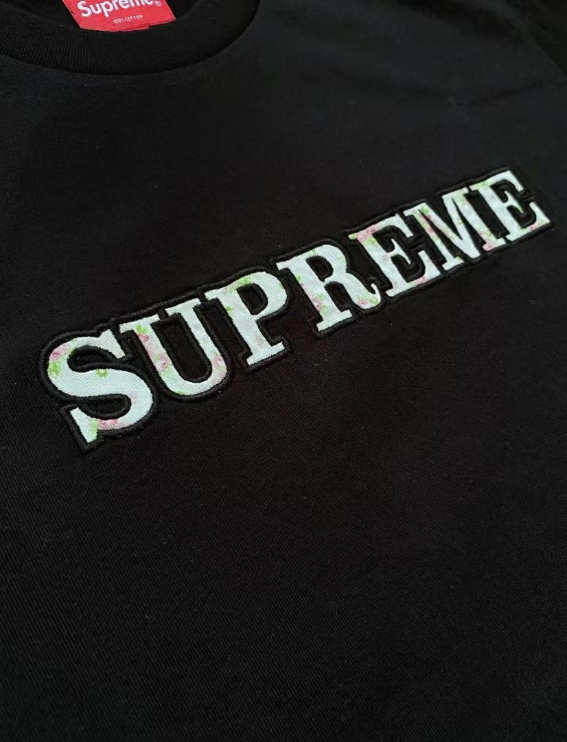Supreme Floral Logo Tee Black, Men's Fashion, Tops & Sets, Tshirts