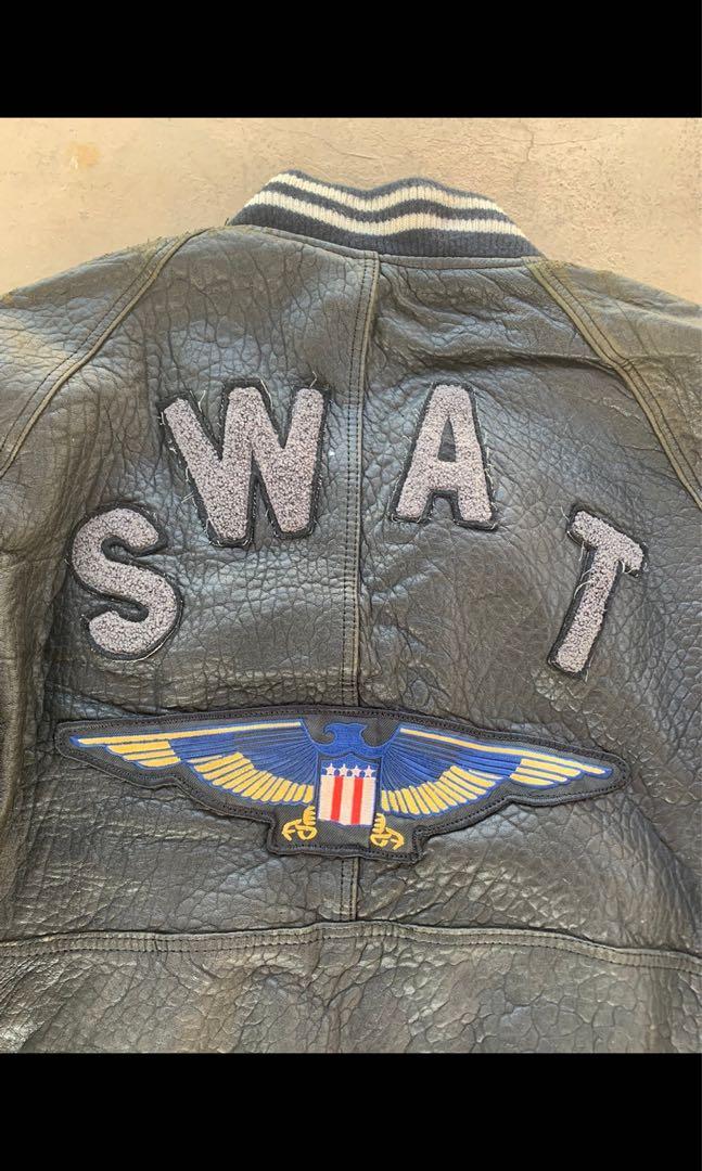 swat jaket kulit, Men's Fashion, Tops & Sets, Vests on Carousell