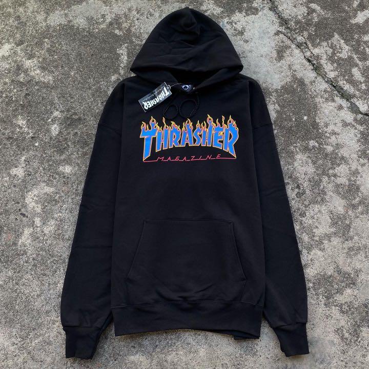 Thrasher purple hotsell blue flame hoodie