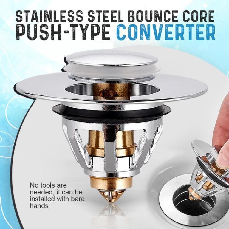 Universal Stainless Steel Basin Pop-Up Bounce Core Basin Drain Filter Hair Sink  Strainer Bathtub Stopper Bathroom Tool