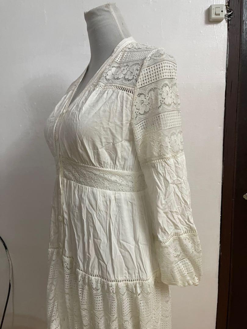 White Long dress (pambinyag, pang samba, civil wedding), Women's ...