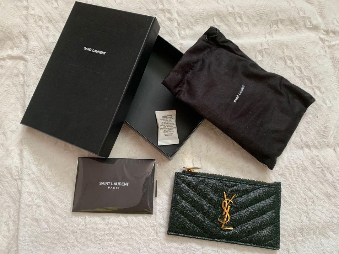 Saint Laurent Tiny Monogram Zipped Fragments Credit Card Case In Grained  Leather - ShopStyle Wallets