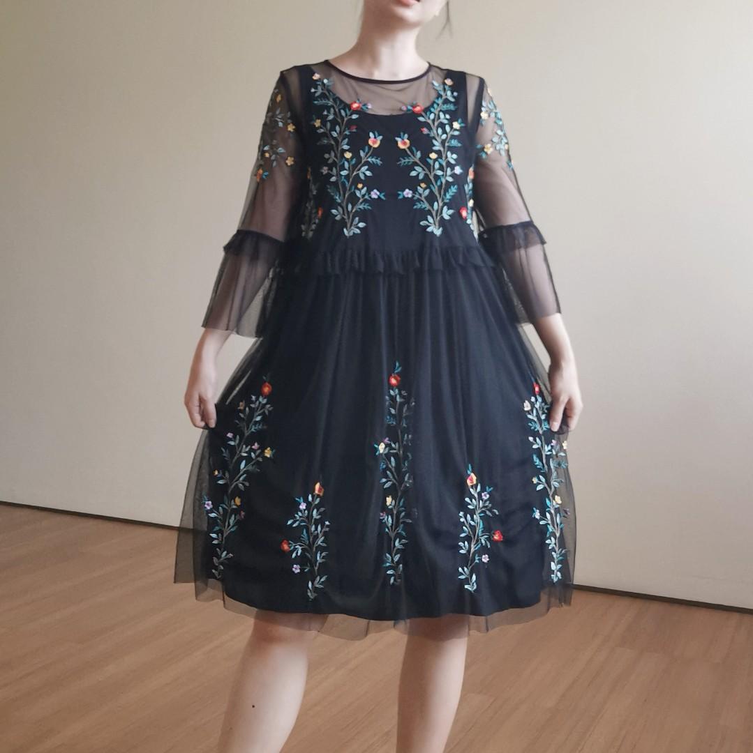 ZARA GIRLS Black Tulle Dress, Women's Fashion, Dresses & Sets, Dresses on  Carousell