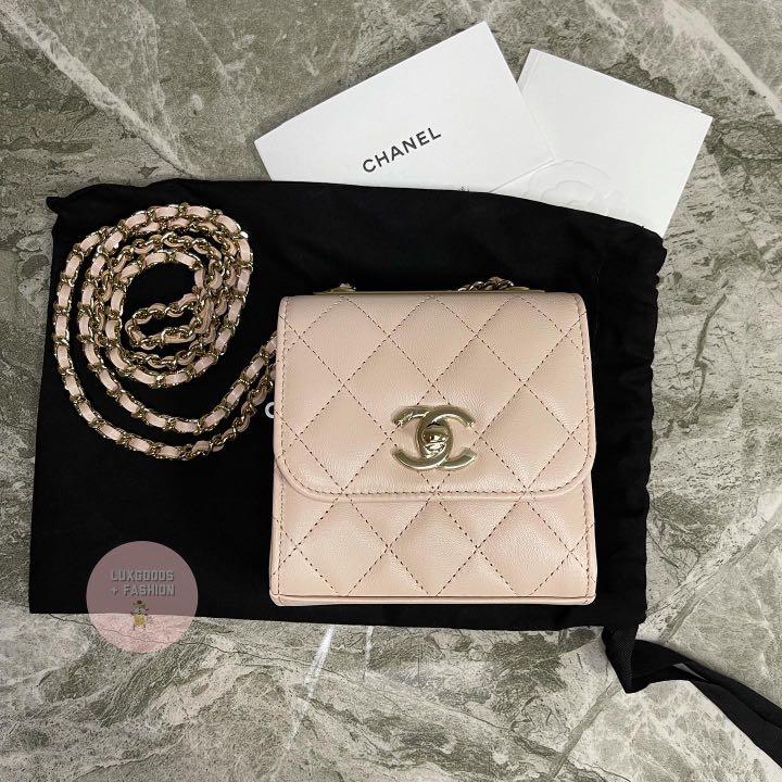 Chanel 22C Trendy CC Mini Clutch With Chain Beige Lambskin  ＬＯＶＥＬＯＴＳＬＵＸＵＲＹ