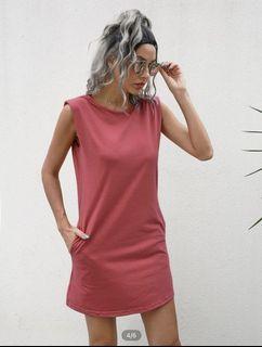 BN SHEIN Shoulder padded shift dress with pockets