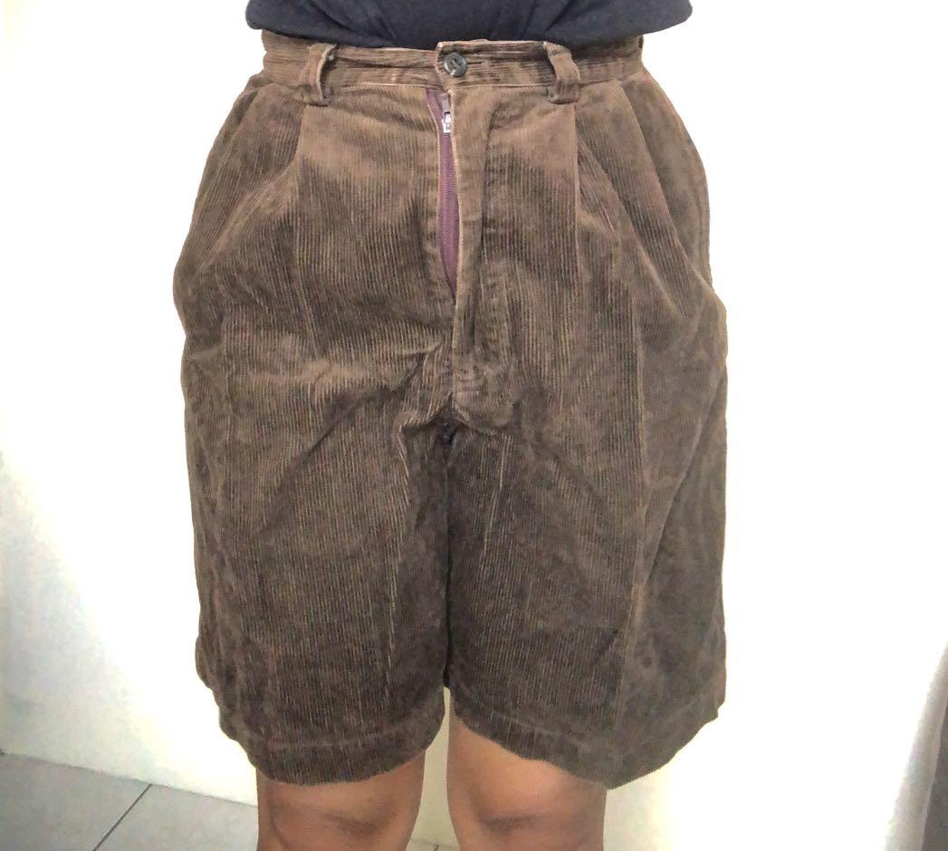 Brown Corduroy Short Pants, Fesyen 