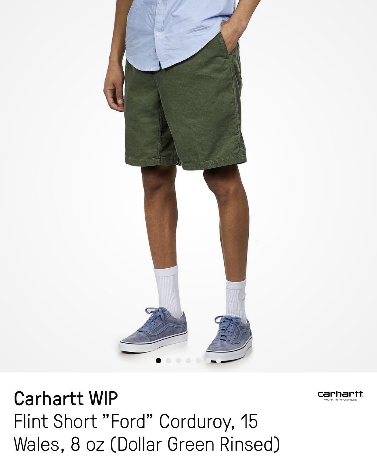 Carhartt WIP flint carpenter corduroy shorts in green