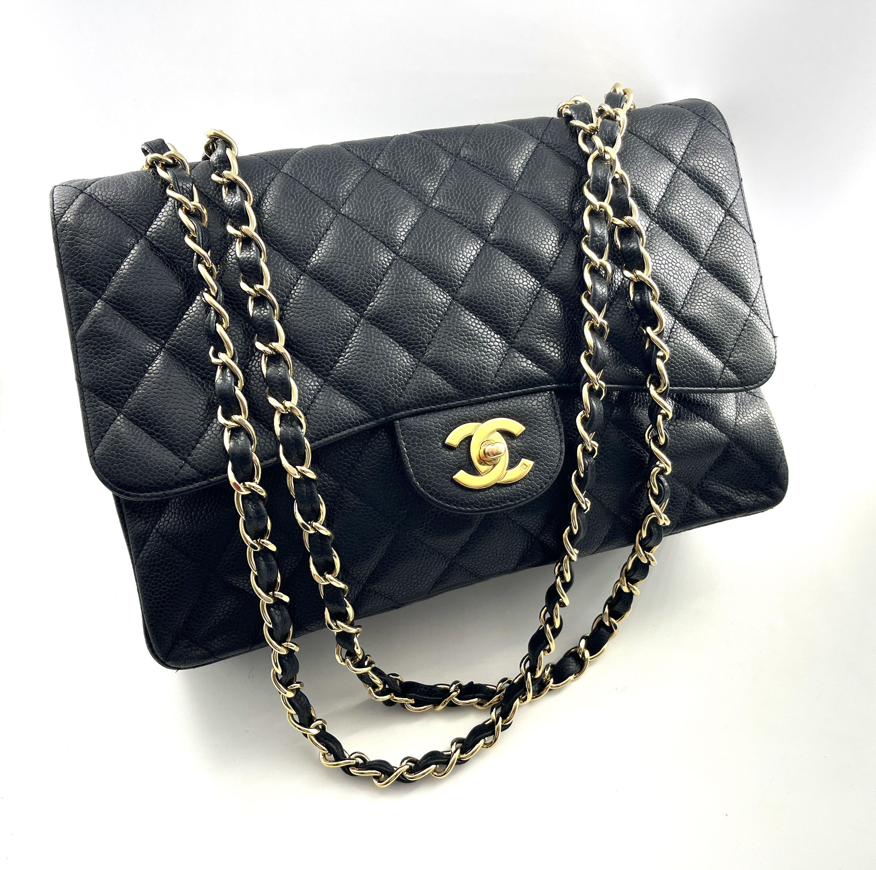 Chanel 2.55 Classic Flap Large handbag gold chain strap black
