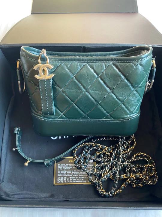 💚💛💯chanel Gabrielle small - forest green - unused, Luxury, Bags