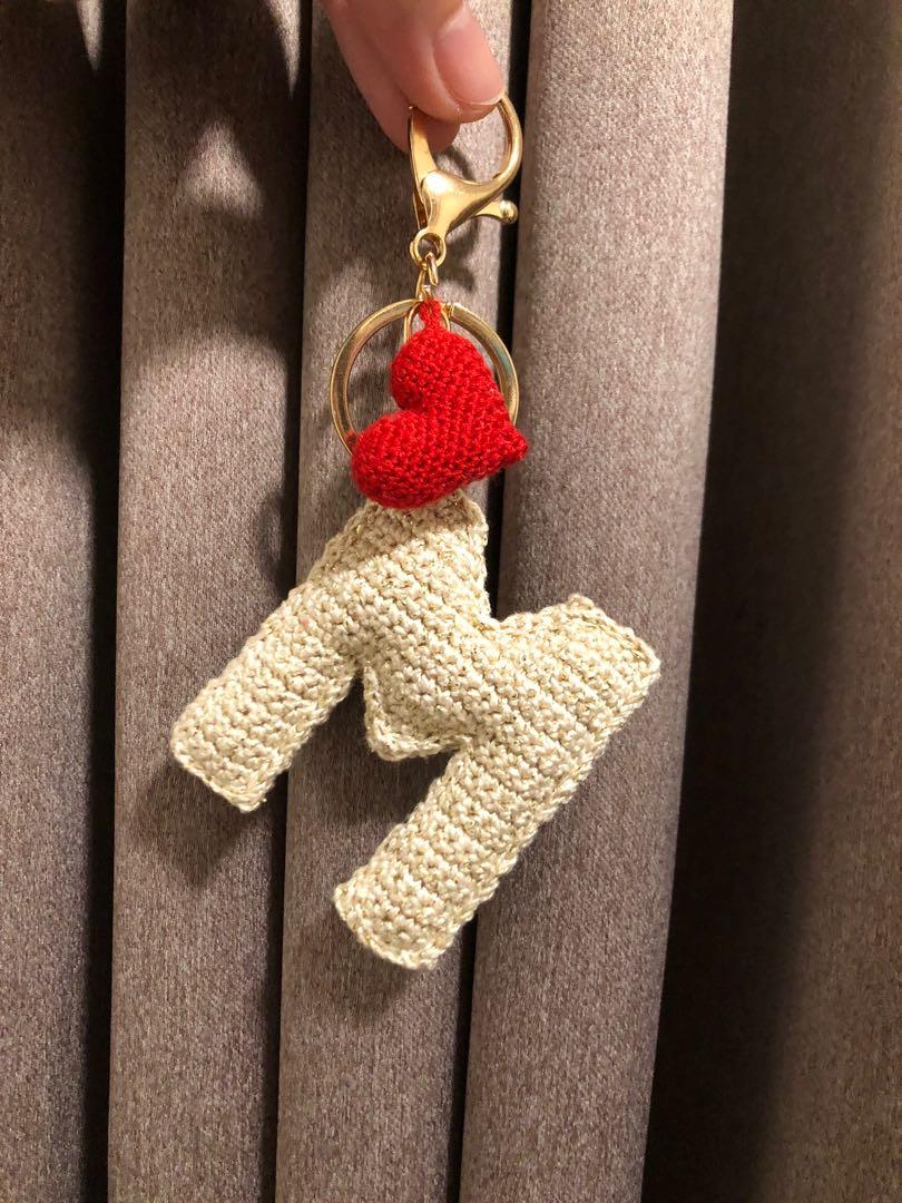 crocheted Letter &❤️ with keychain, Hobbies Toys, Stationery