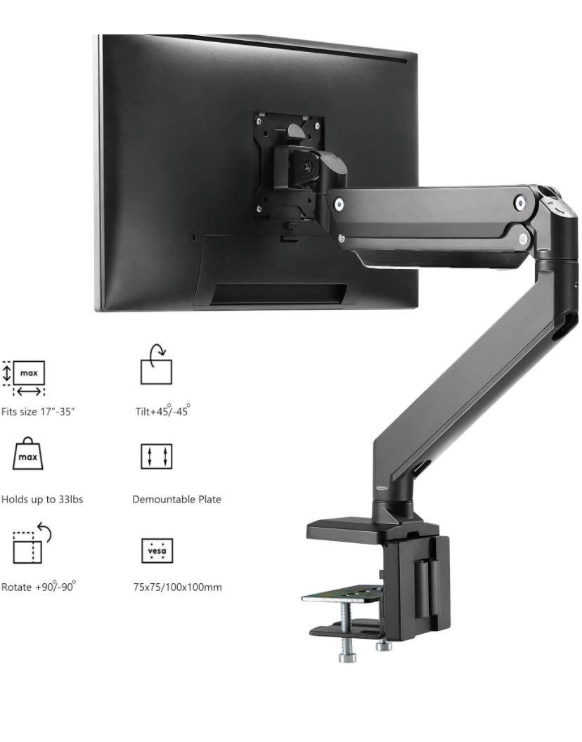 Heavy Duty Gas Spring Monitor Arm For 13 To 35 Inch Screens