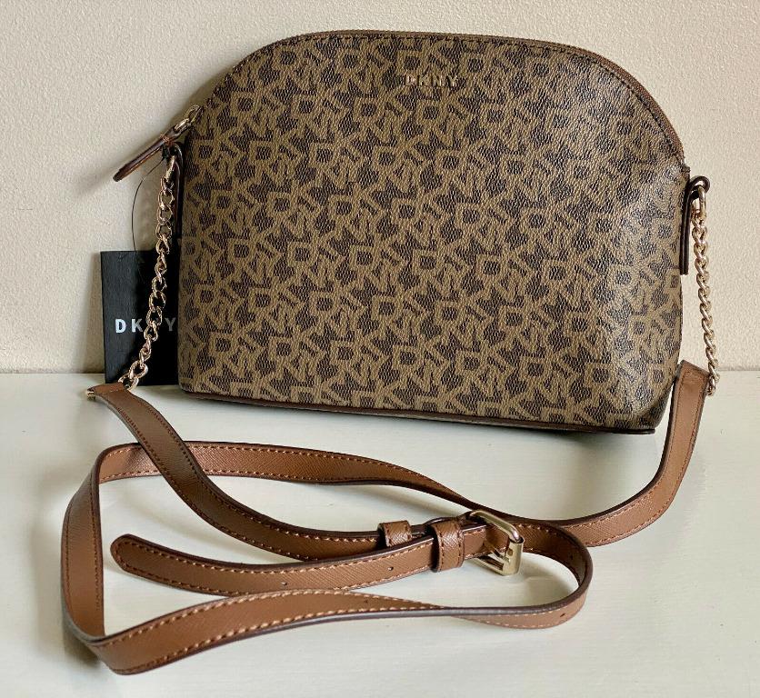 DONNA KARAN NEW YORK DKNY CORRIE DOME BROWN CROSSBODY SLING BAG