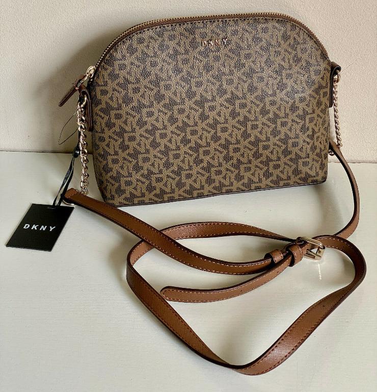 DONNA KARAN NEW YORK DKNY CORRIE DOME BROWN CROSSBODY SLING BAG
