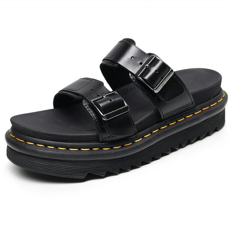 Master copy only!!!) Dr. Martens Myles Brando Leather Buckle Slide Sandals  in Black, Men's Fashion, Footwear, Slippers u0026 Slides on Carousell