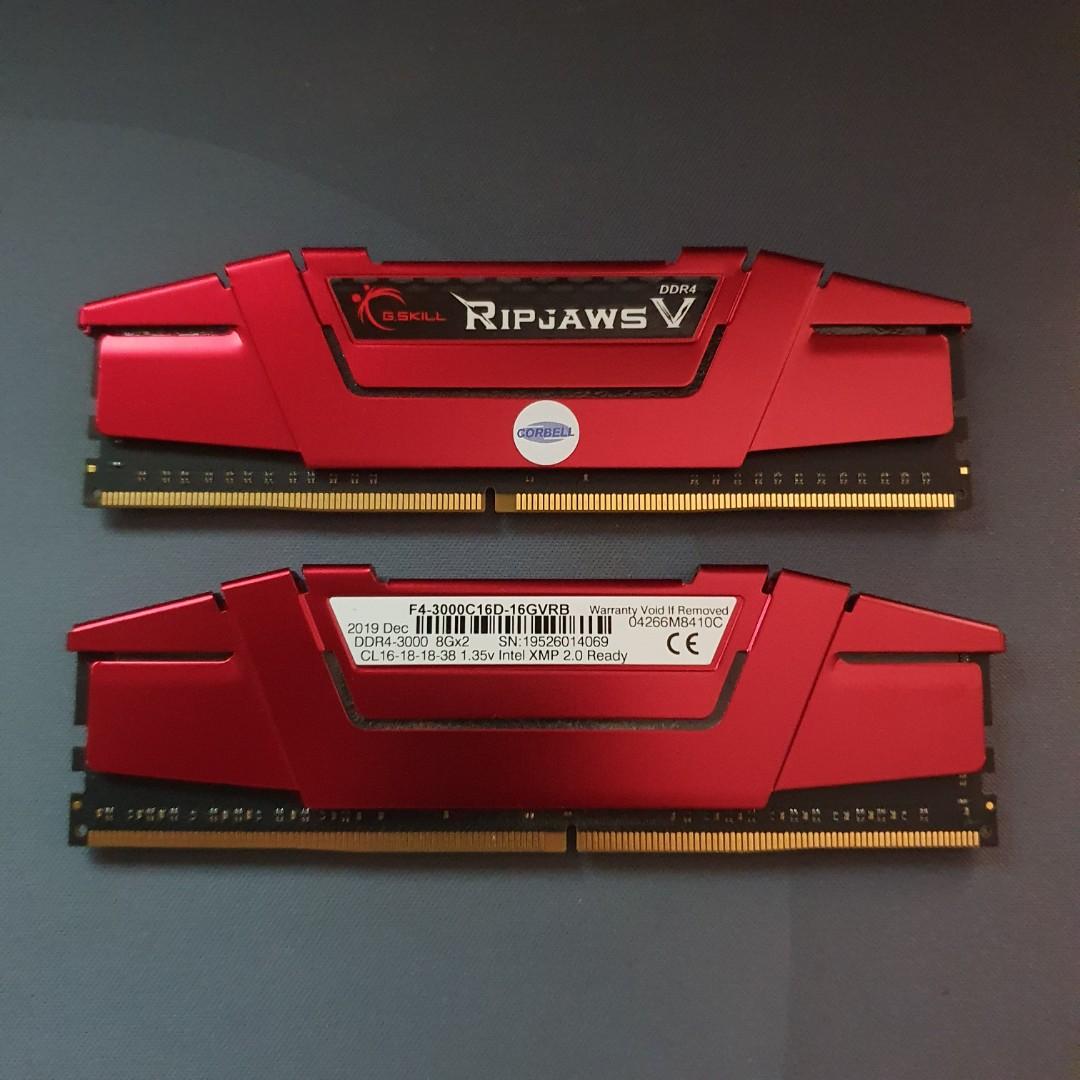 G.Skill Ripjaws V 16GB 2x8GB DDR4 3000mhz CL16 Computers Tech Parts Accessories Computer Parts on Carousell