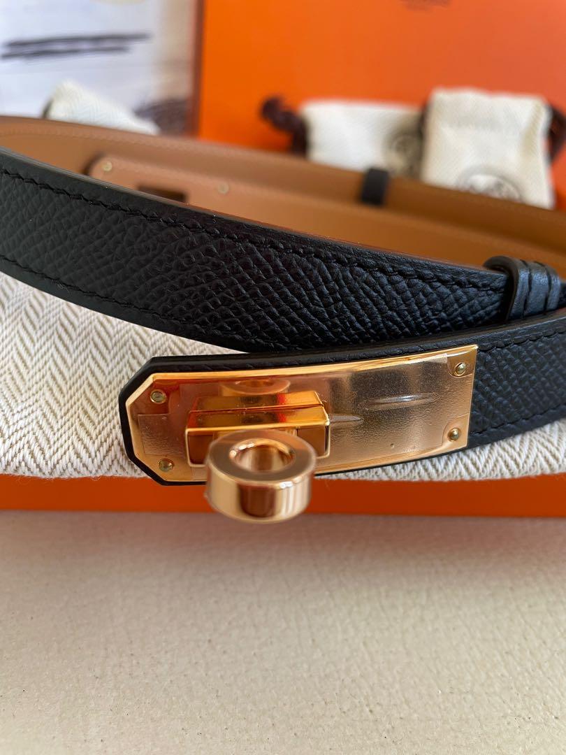 Hermes Gold Epsom Leather Rose Gold Plated Kelly Belt Size OS - Yoogi's  Closet