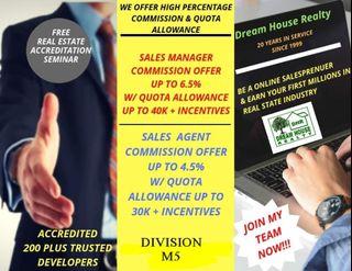 hiring realstate agent and manager 