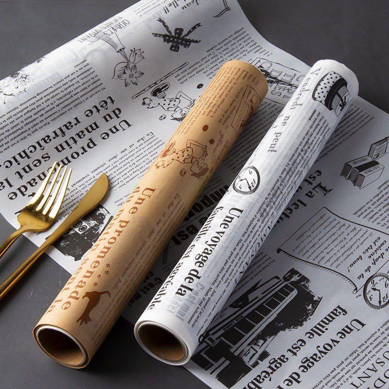 In Stock Vintage Parchment Paper Baking Tools Food Grade Grease Paper Bread Sandwich Burger Fries Wrappers Cookie Oilpaper White Brown Retro