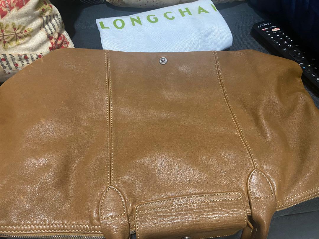 LONGCHAMP Le Pliage Cuir Top Handle M Light Brown original, Luxury